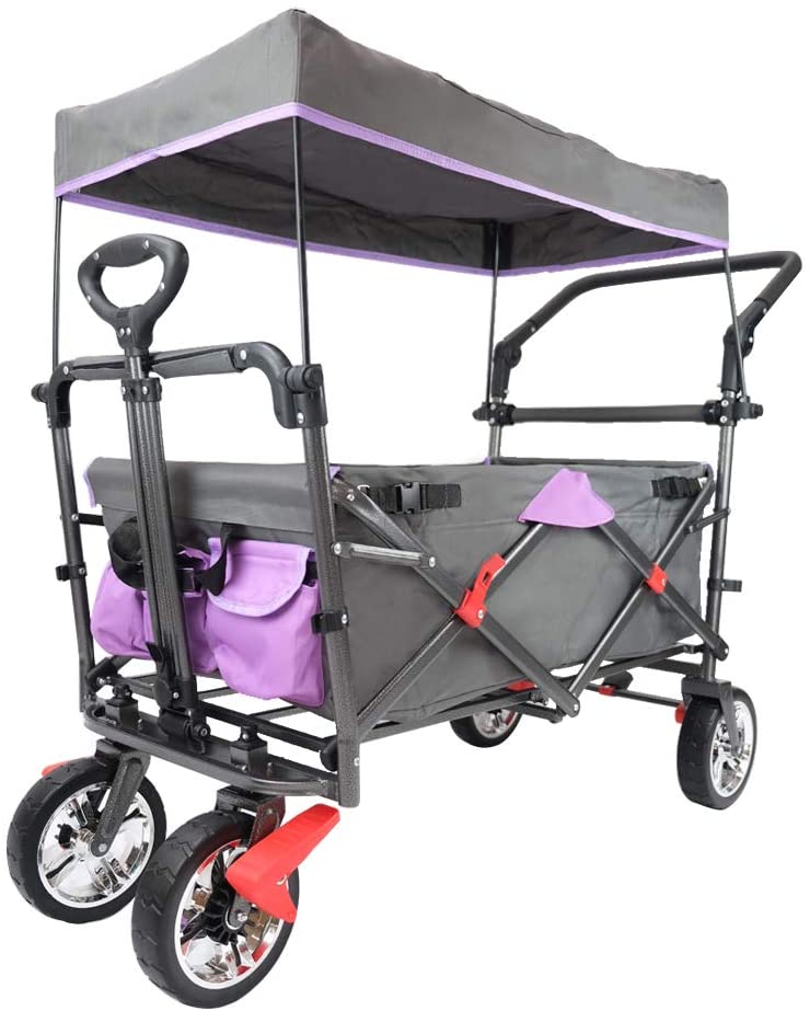 Wagon Stroller Push Pull Folding Outdoor Baby for Kids Children and Child Polyester Stainless Steel 
