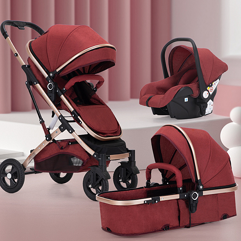 High Quality Baby Stroller 3 In 1 Baby Pram Travel System Baby Carrier Adjustable