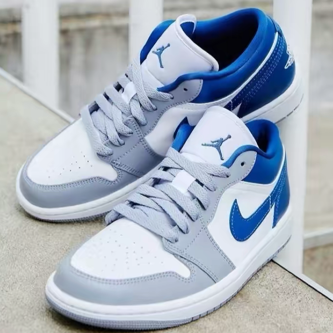 Fashion Sneakers Nike Air Jordan 1 Low Blue Men's Casual Shoes Jordan 1 Women's Walking Style Shoes 