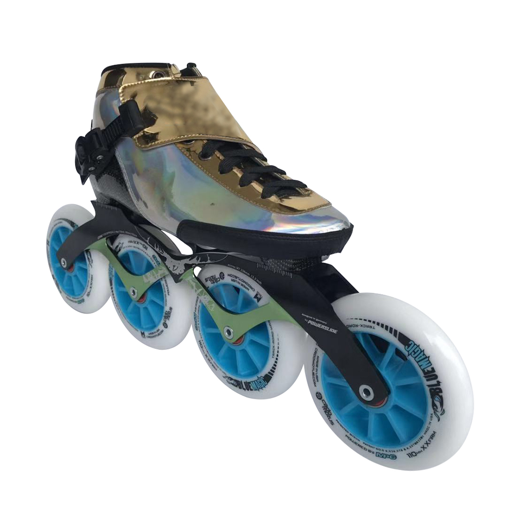 Luxury Golden color High-grade 4 Wheels Skates inline speed skate shoes