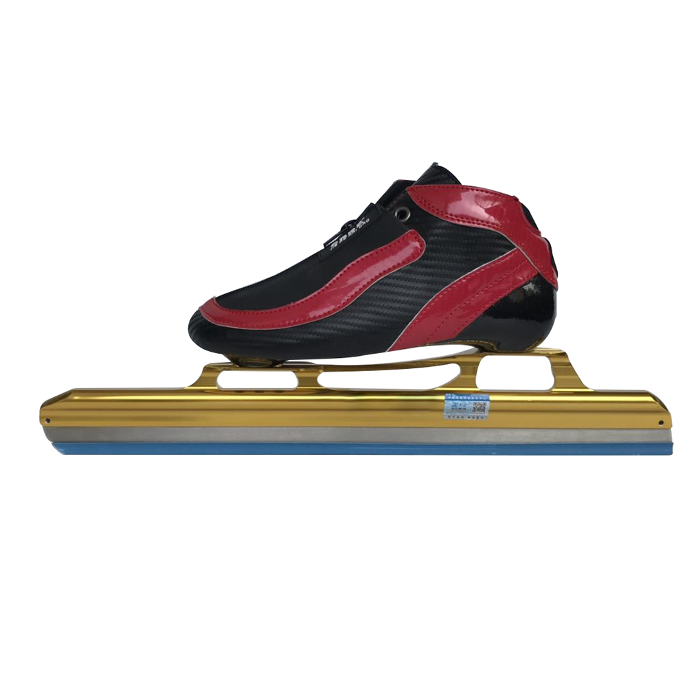 Factory outlet Professional DIY Hand-made  Red color long-track ice skate shoes