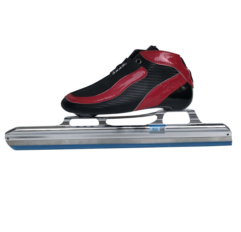 Factory outlet Professional DIY Hand-made  Red color long-track ice skate shoes