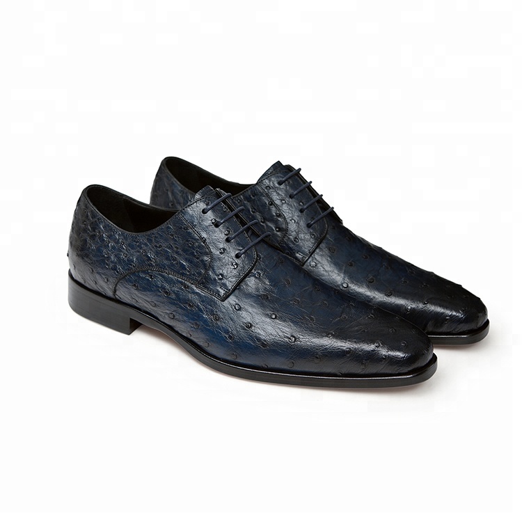OEM factory wholesale ostrich skin mens luxury leather newest design dress luxurious shoes