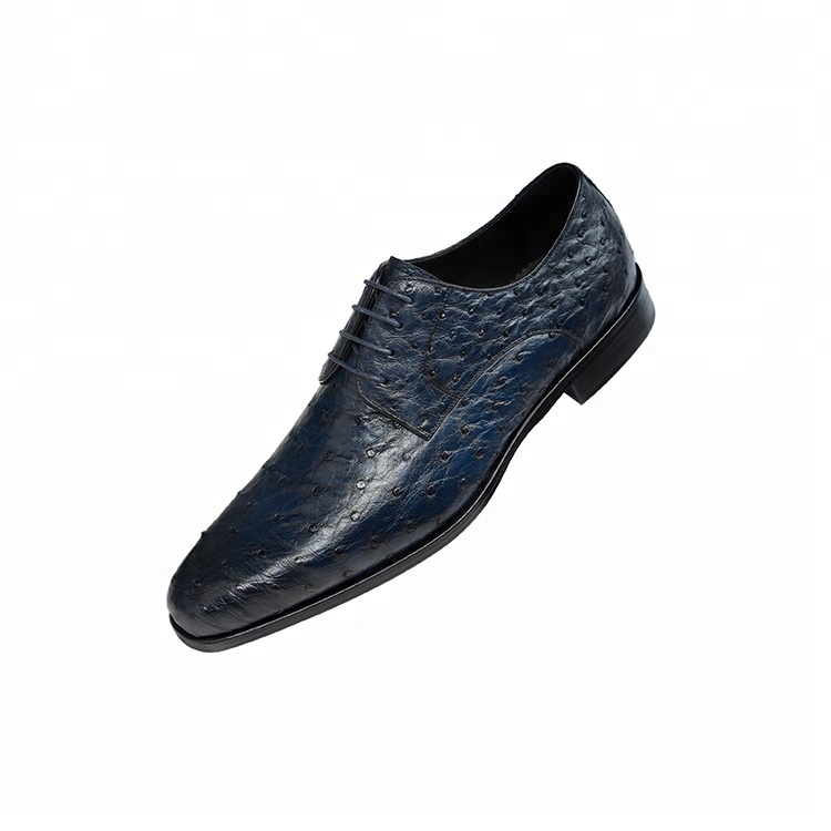 OEM factory wholesale ostrich skin mens luxury leather newest design dress luxurious shoes