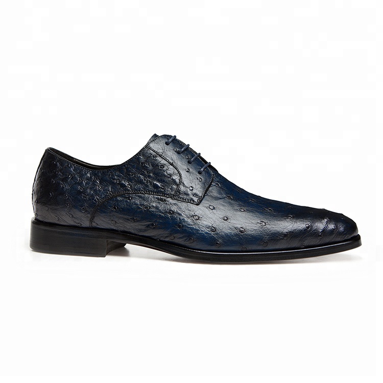 OEM factory wholesale ostrich skin mens luxury leather newest design dress luxurious shoes
