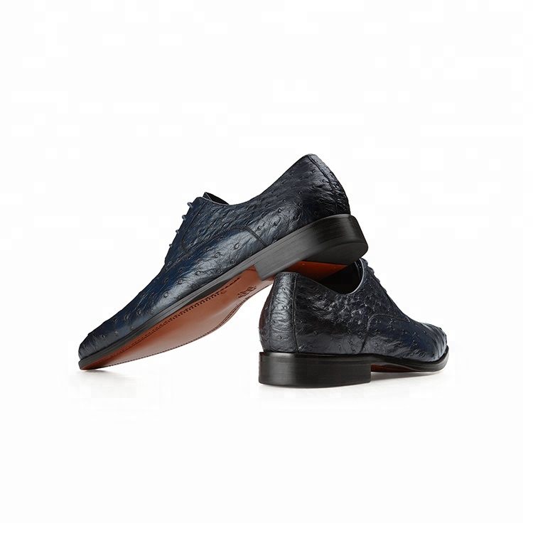 OEM factory wholesale ostrich skin mens luxury leather newest design dress luxurious shoes