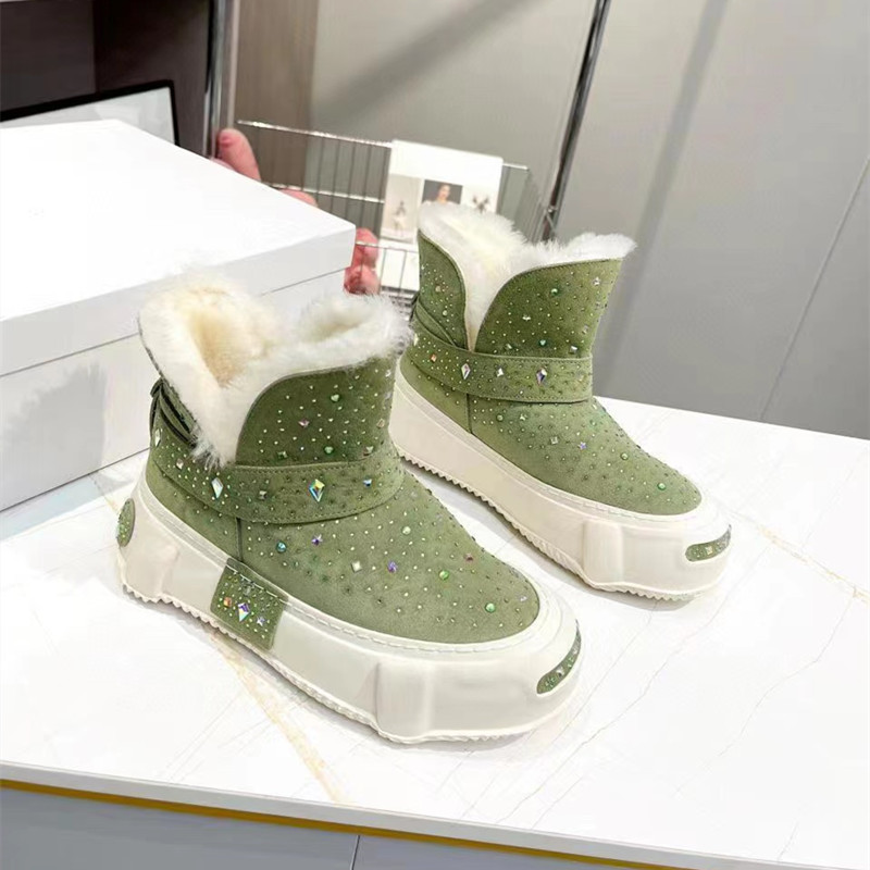 Women Snow Boots The Wool Star-hot Diamond-Hard And Skid-proof Winter Warm Platform Shoes Top Qualit