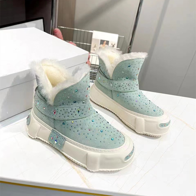 Women Snow Boots The Wool Star-hot Diamond-Hard And Skid-proof Winter Warm Platform Shoes Top Qualit