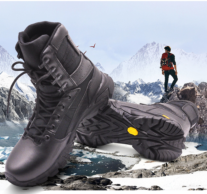 Black Boots Tactical Armi Police Combat High Heel Light Weight Outdoor Hiking Shoes Customized