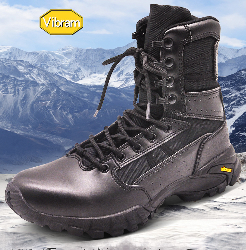 Black Boots Tactical Armi Police Combat High Heel Light Weight Outdoor Hiking Shoes Customized