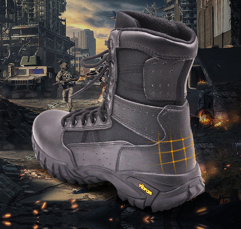 Black Boots Tactical Armi Police Combat High Heel Light Weight Outdoor Hiking Shoes Customized