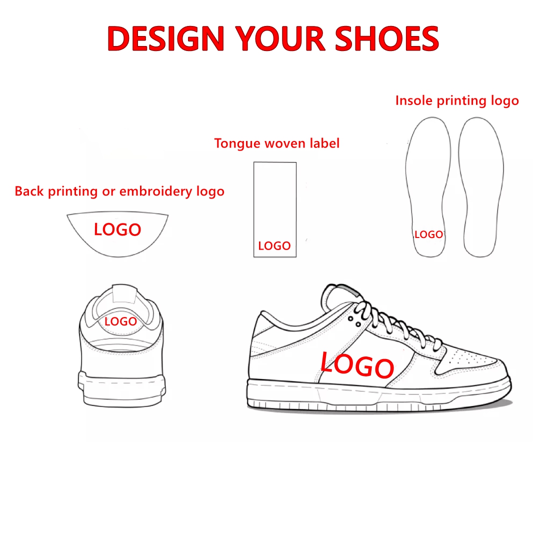 New Custom China OEM Your Logo Embroidery Men Fashion Sneakers Custom SB Dunks Shoes