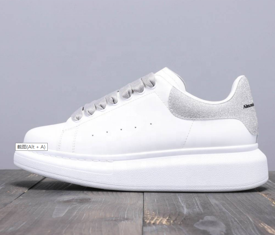 top quality original alexand mcqueen fitness walking style shoes men's women's casual shoes white ot