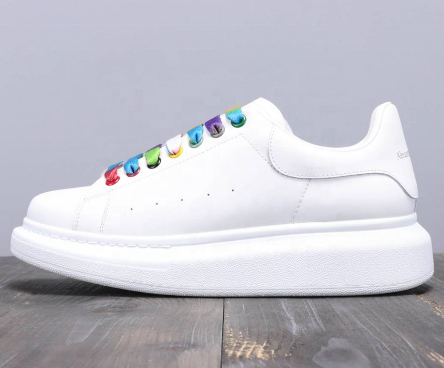 top quality original alexand mcqueen fitness walking style shoes men's women's casual shoes white ot
