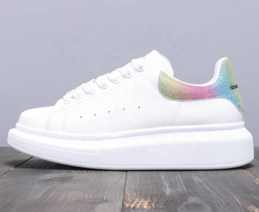 top quality original alexand mcqueen fitness walking style shoes men's women's casual shoes white ot