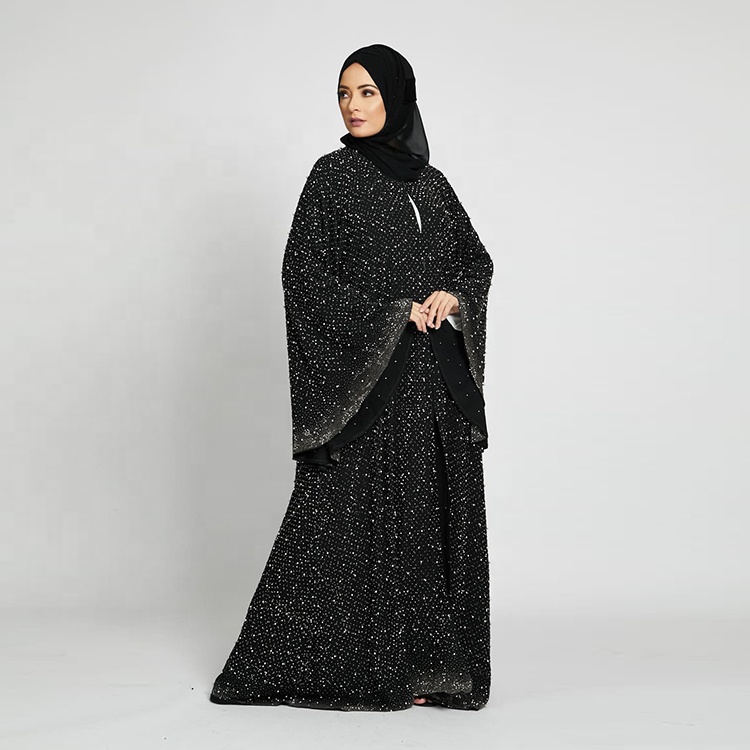 Latest design unique design big sleeve abaya women luxury with hijab std0994