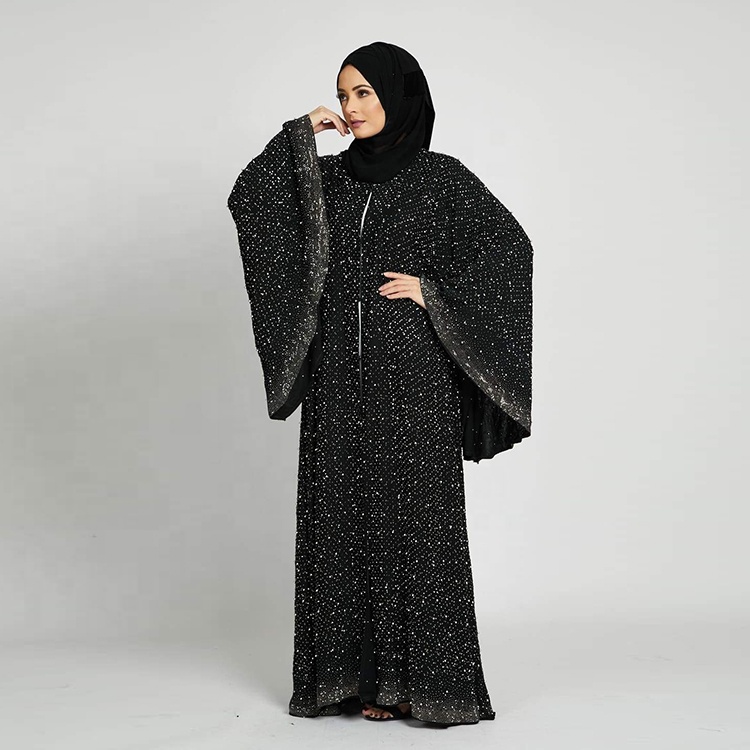 Latest design unique design big sleeve abaya women luxury with hijab std0994