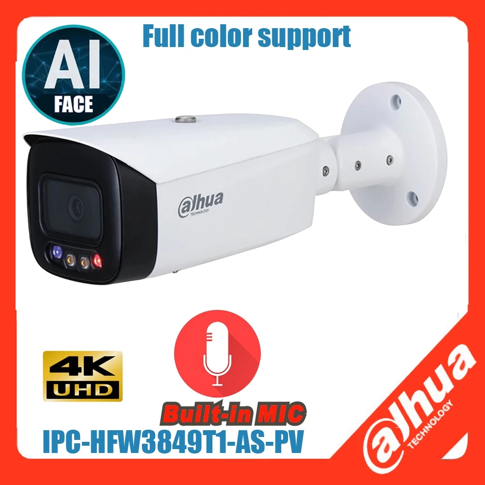 dahua 8MP 4K IP Camera IPC-HFW3849T1-AS-PV 24 Hours Full-color Active Deterrence Fixed-focal Bullet 