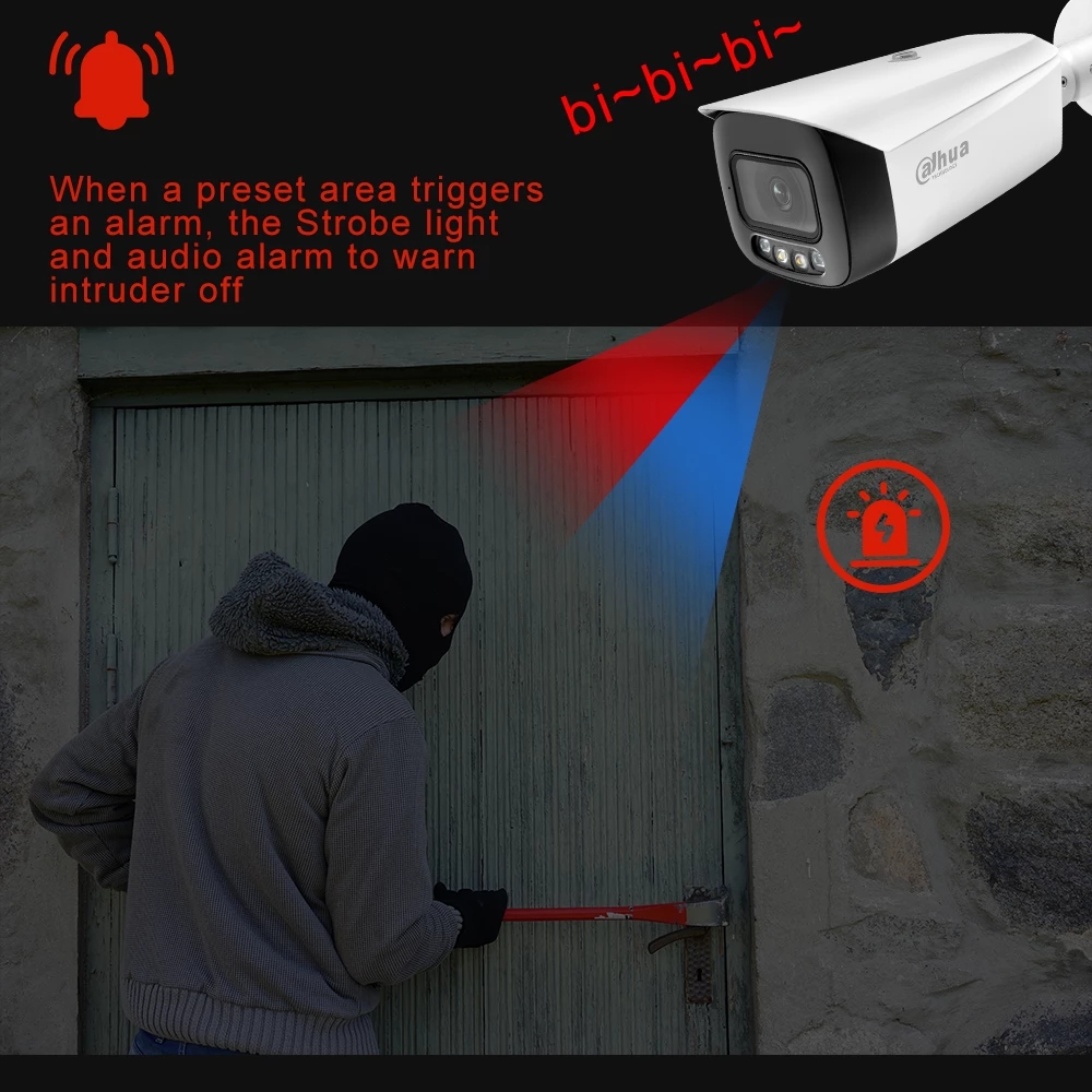 dahua 8MP 4K IP Camera IPC-HFW3849T1-AS-PV 24 Hours Full-color Active Deterrence Fixed-focal Bullet 