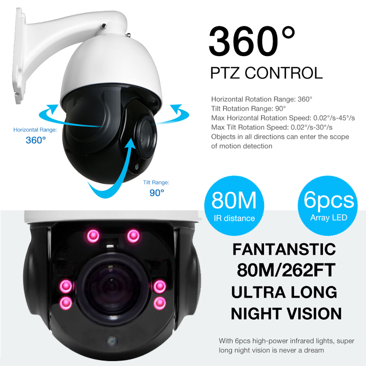 30X Zoom 1080P 5MP Outdoor HD PTZ IP Speed Dome Camera Outdoor POE Optical