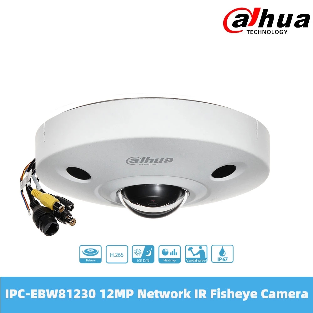 Dahua IPC-EBW81242 12MP Ultra HD Vandal-proof IR Network Fisheye Camera IP67 AI fisheye Camera repla