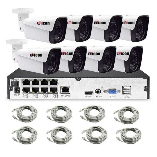 H.265 POE CCTV Security System 8CH 1080P NVR Audio Record 2MP Outdoor PoE IP Camera IR Night P2P Vid