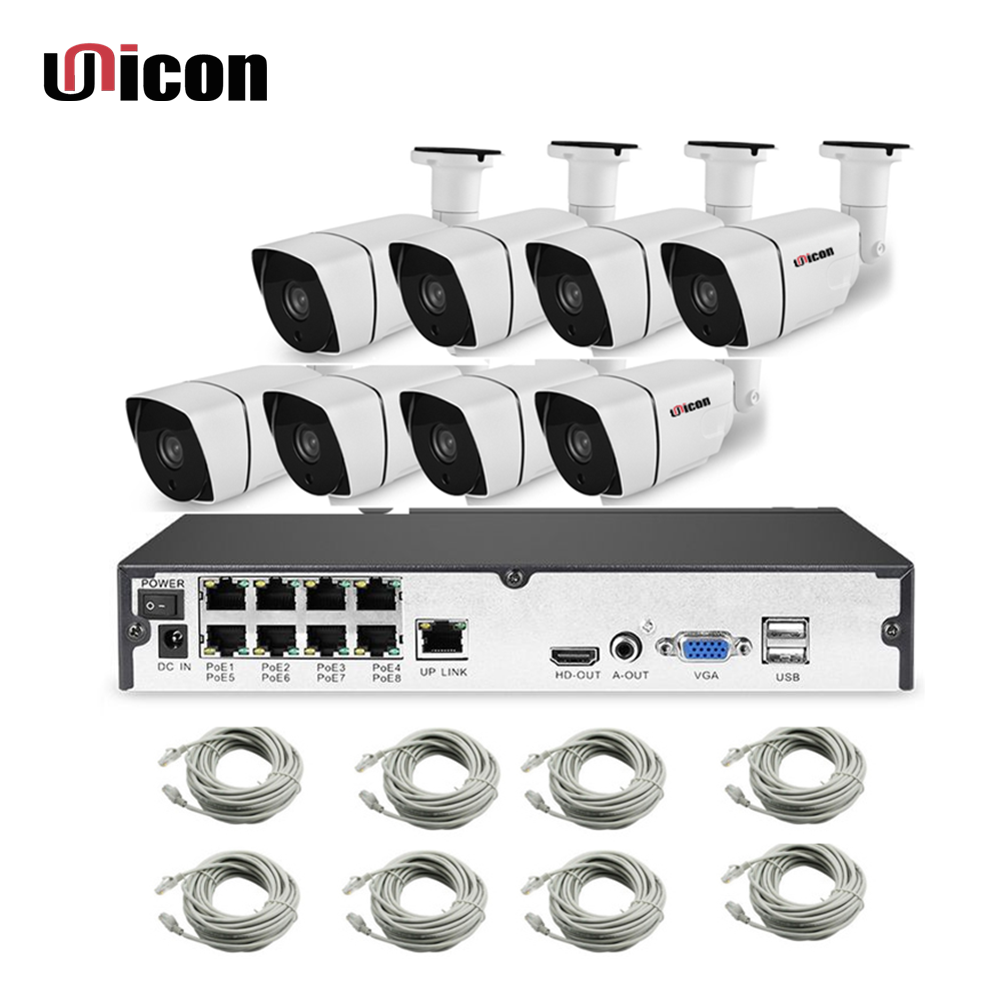 H.265 POE CCTV Security System 8CH 1080P NVR Audio Record 2MP Outdoor PoE IP Camera IR Night P2P Vid
