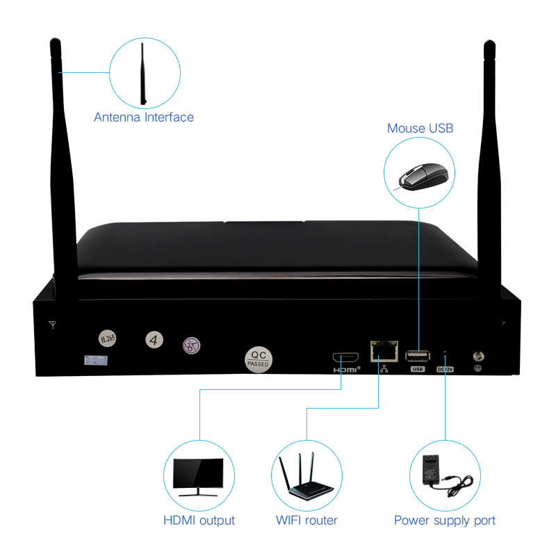Vesafe 8CH NVR camera 2MP 3MP 5MP Smart infrared night vision  CCTV wireless  H.265 monitoring nvr w