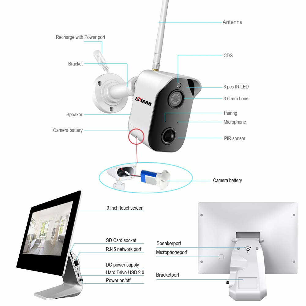 2.0MP CCTV Security WiFi Battery Camera Video Surveillance 4CH Battery Camera Kit