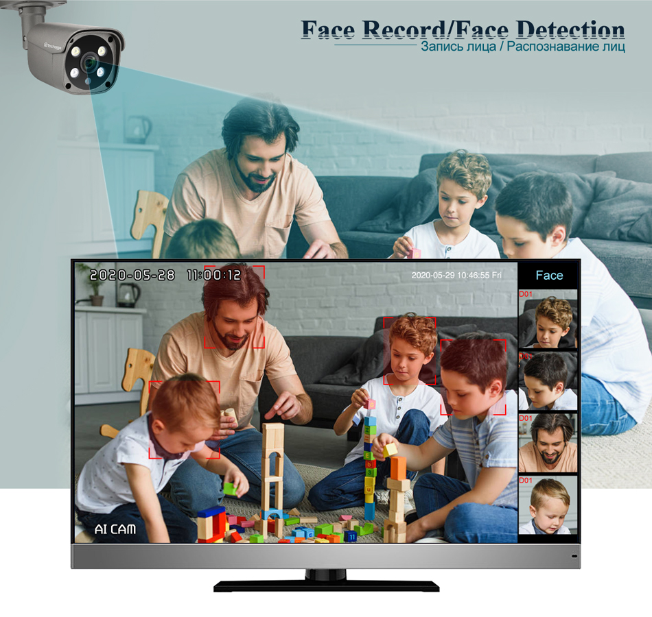 4K Security Camera System Poe CCTV Kit 8Channel 4K 8MP Motion Detection Two Way Audio IP Camera
