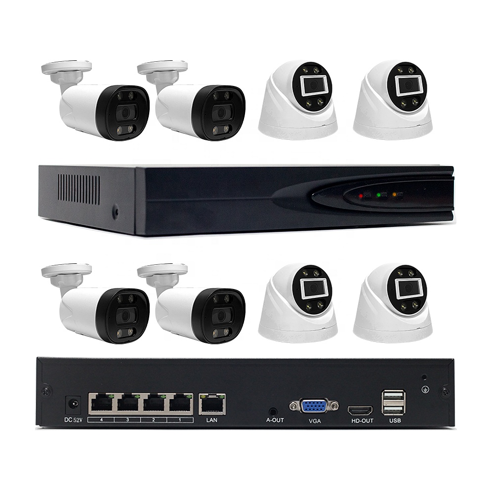 Bestech H.265 4CH 5MP  Two Way Audio IP Bullet Camera Security System  AI Human Face  Car Detection 