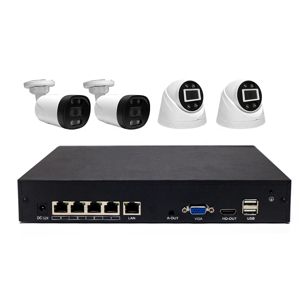 Bestech H.265 4CH 5MP  Two Way Audio IP Bullet Camera Security System  AI Human Face  Car Detection 