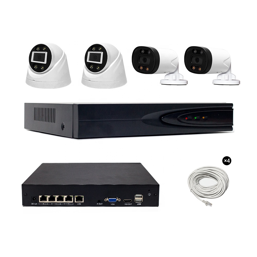 Bestech H.265 4CH 5MP  Two Way Audio IP Bullet Camera Security System  AI Human Face  Car Detection 