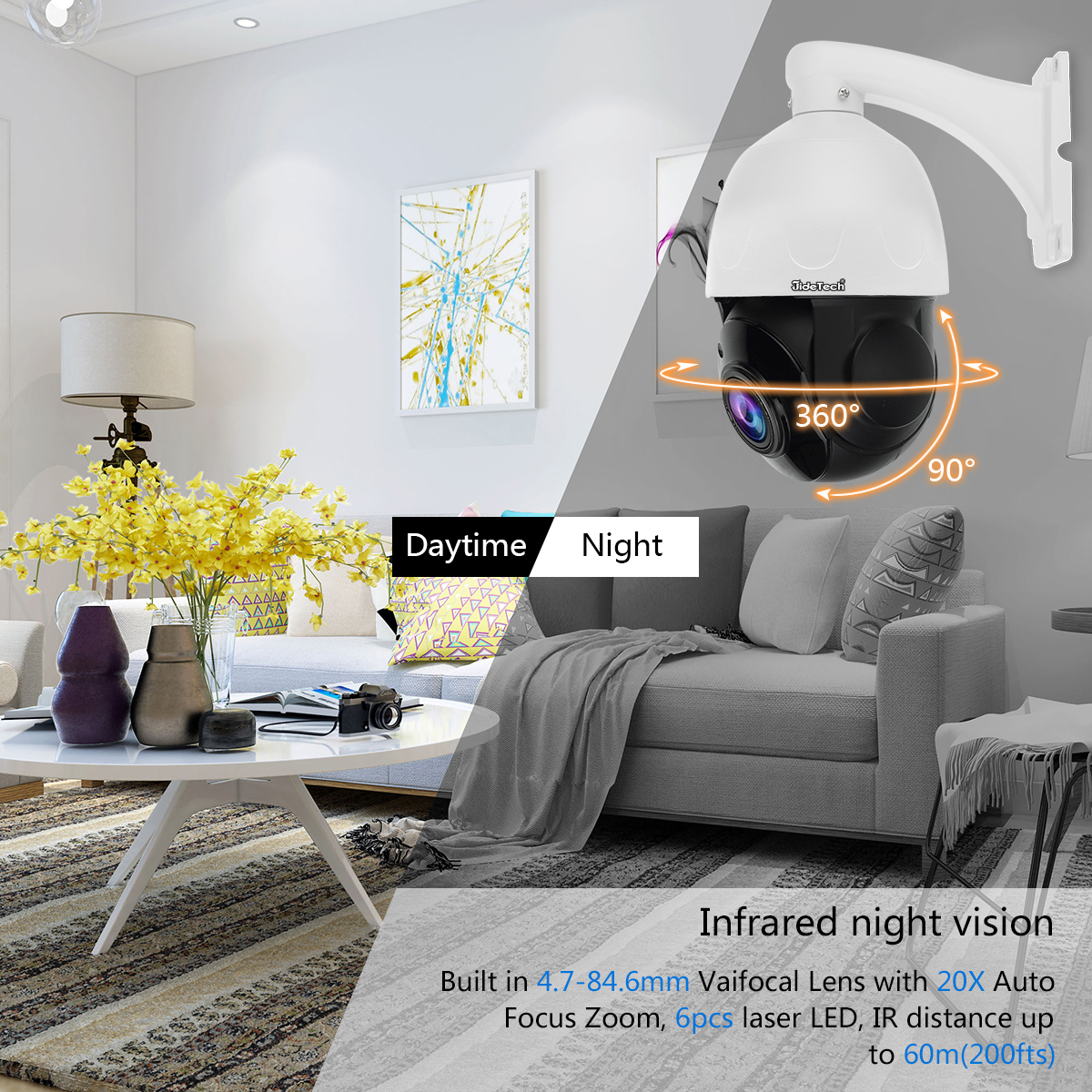 Jidetech 4K PTZ IP Camera Outdoor Waterproof IP66 Dome Camera Security