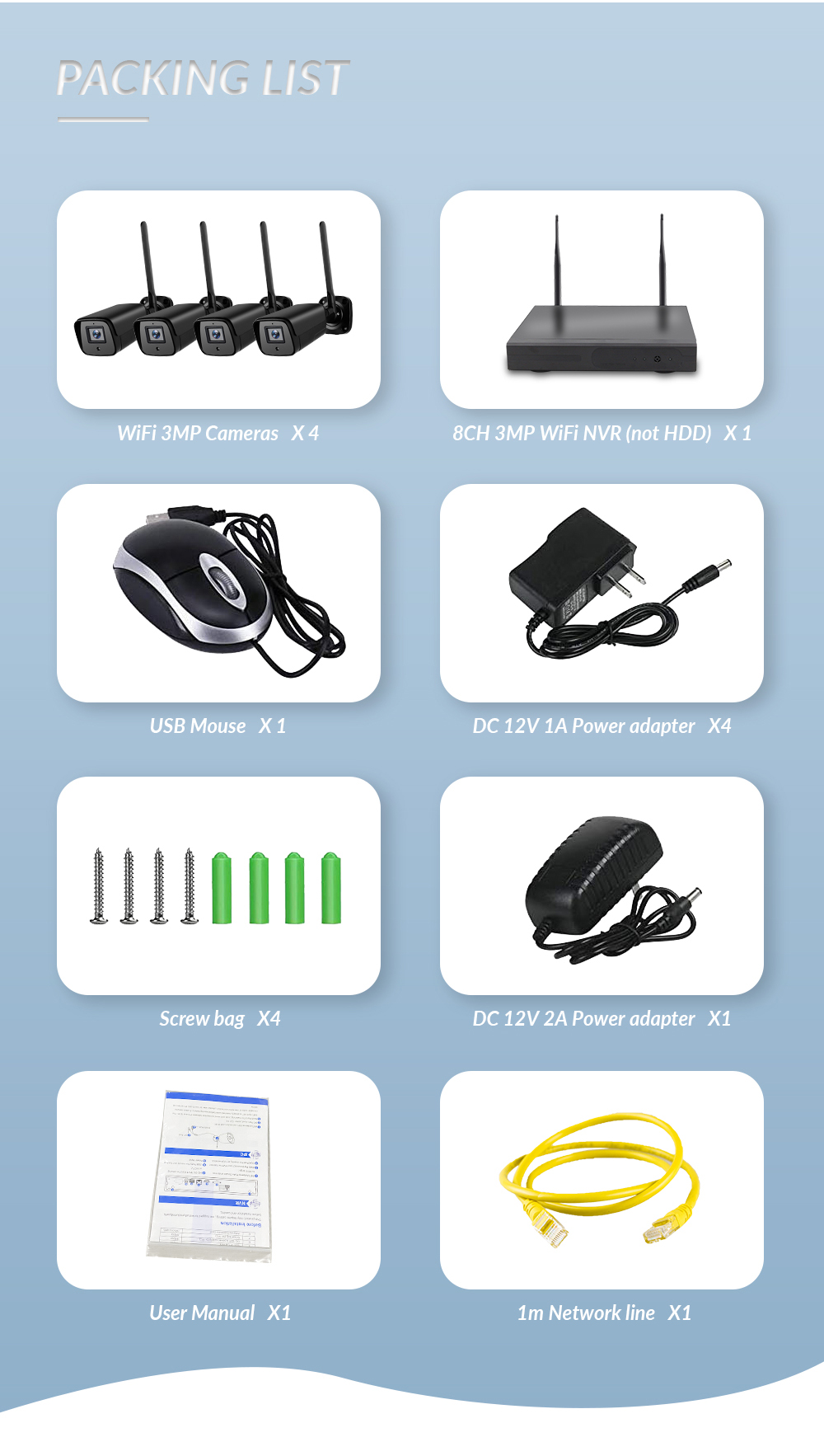 4Channel 19'' LCD Wifi Surveillance Cameras Security Monitoring Wireless CCTV System OEM Factory