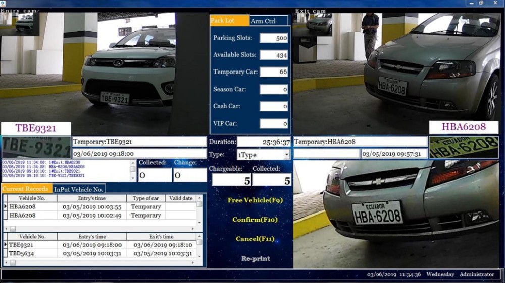 UAE Dubai car plate recognition technology in parking entrance system with management