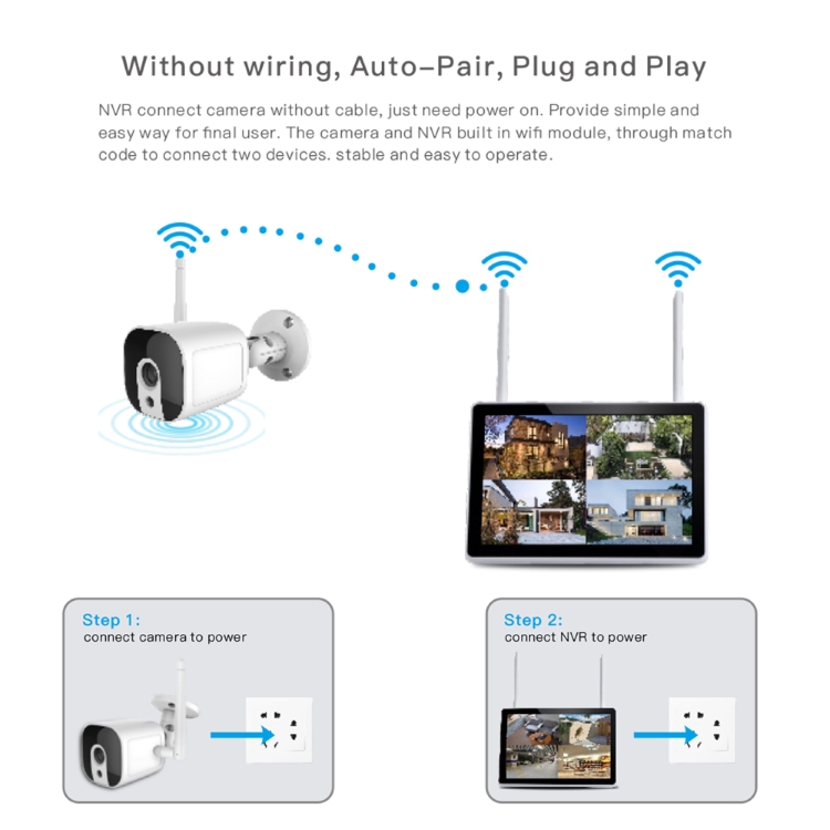 Tuya 12inch LCD Wireless 9CH NVR Kits Video Recorder 1080P Wifi Night Vision IP Security Camera Vide