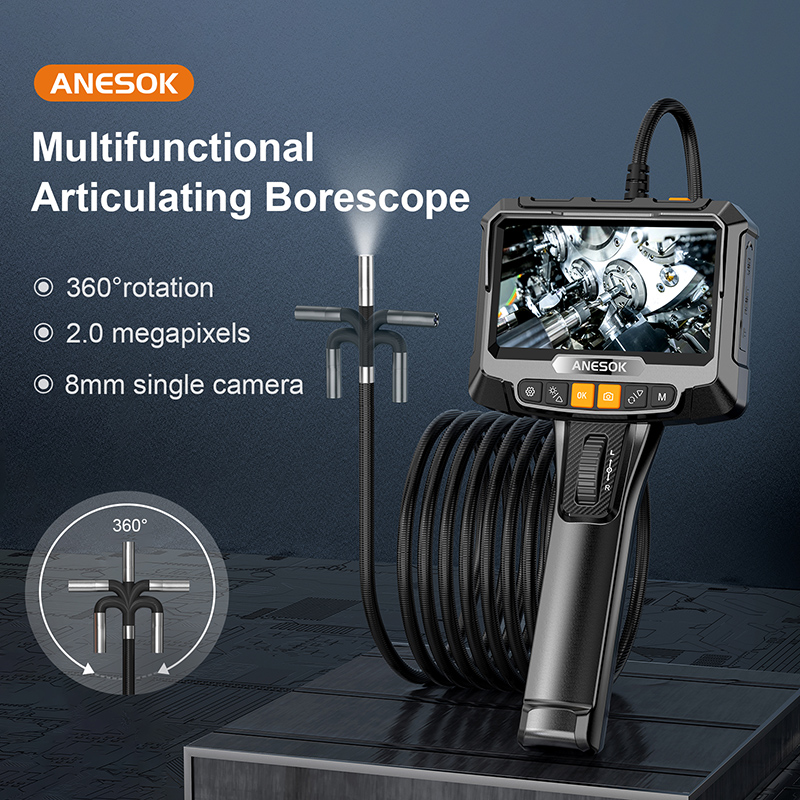 S10 2022 New 6.2mm 1M cable 5inch screen 360degree two ways articulating endoscope camera industrial
