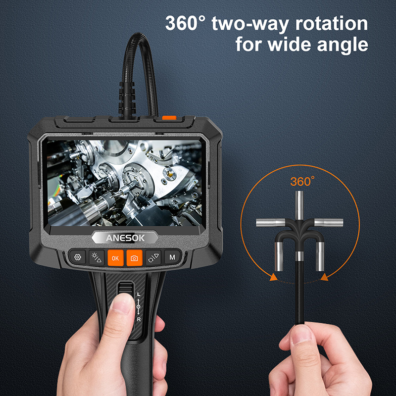 S10 2022 New 6.2mm 1M cable 5inch screen 360degree two ways articulating endoscope camera industrial