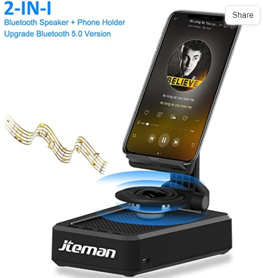 Cell Phone Stand with Wireless Bluetooth Speaker and Anti-Slip