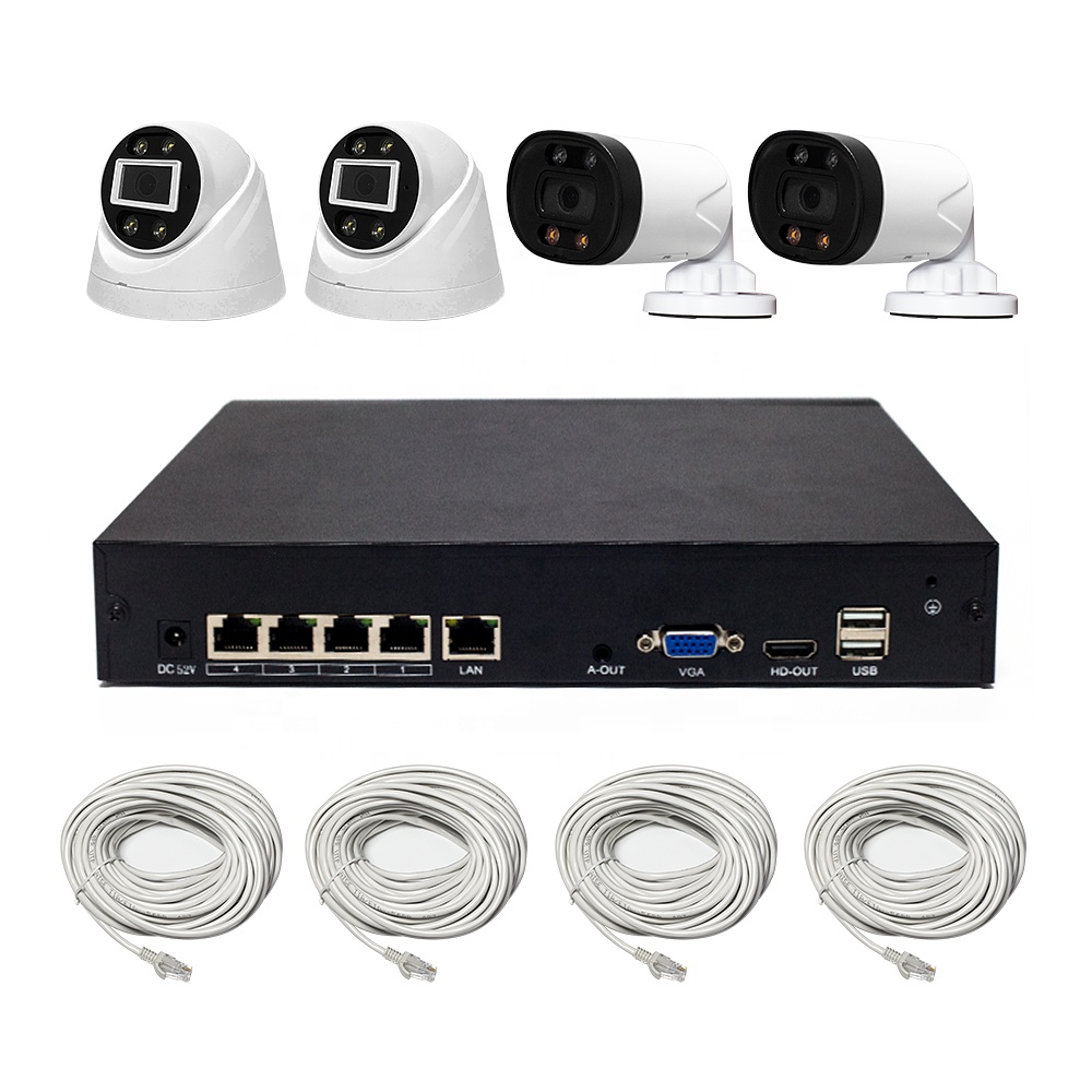 Bestech H.265 4CH 5MP  Two Way Audio IP Bullet Camera Security System  AI Human Face  Car Detection 