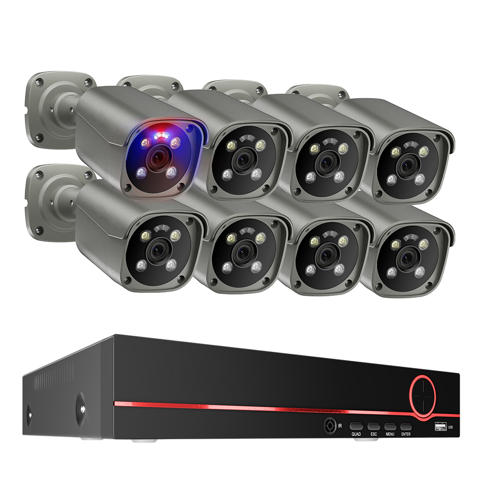 4K Security Camera System Poe CCTV Kit 8Channel 4K 8MP Motion Detection Two Way Audio IP Camera