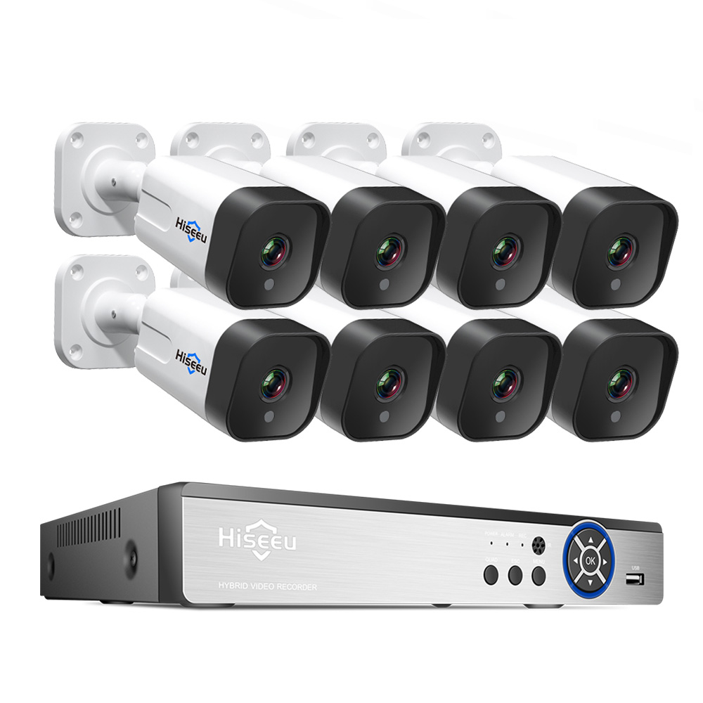 Hiseeu 4K 8channel 8mp Security Camera System Outdoor Home Poe Nvr Kit Cctv Ip Cameras Surveillance 