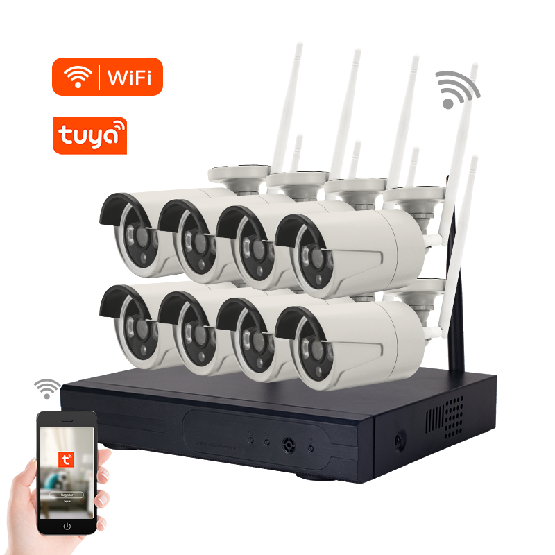 Outdoor night vision surveillance cctv camera set 4ch 8ch IP WIFI nvr kit 4 8 channel 1080P home wir