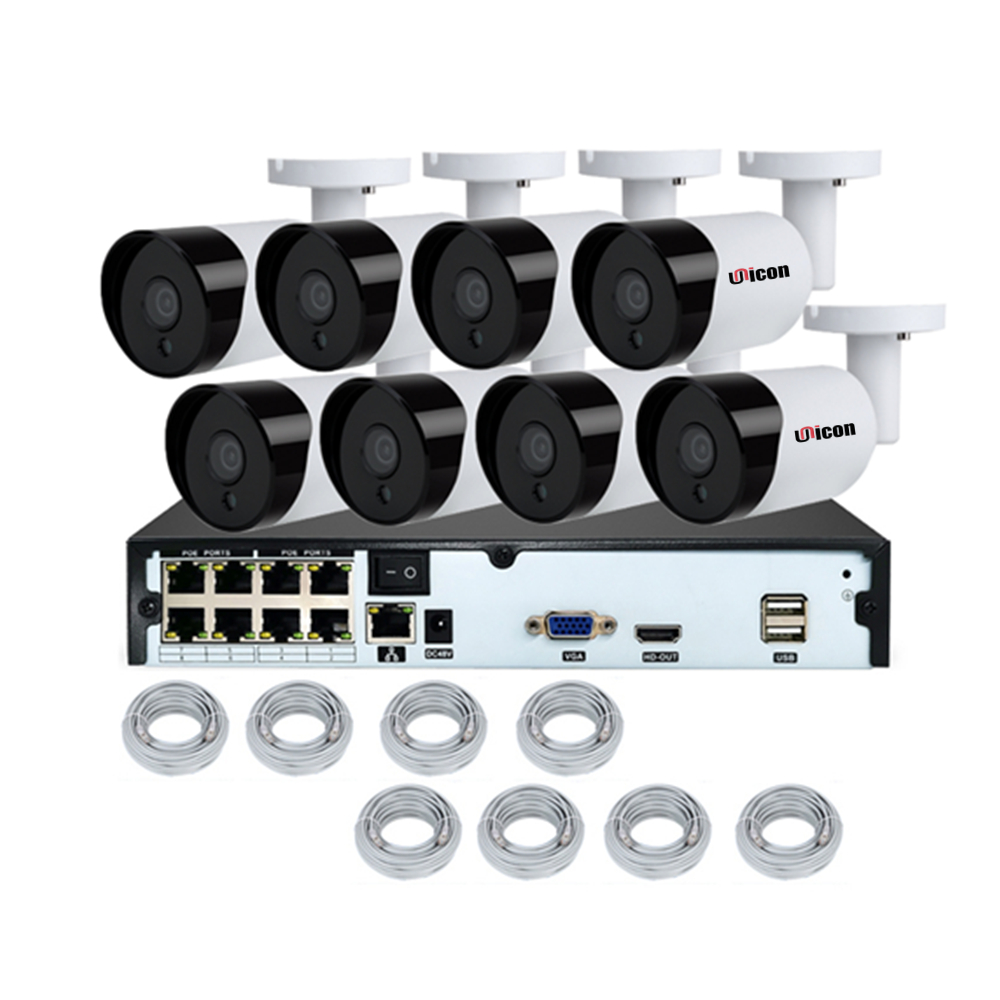 H.265 POE CCTV Security System 8CH 1080P NVR Audio Record 2MP Outdoor PoE IP Camera IR Night P2P Vid