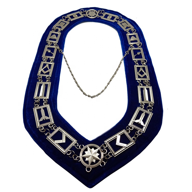 Gold Masonic Shriner's Chain Collar On Red Velvet 