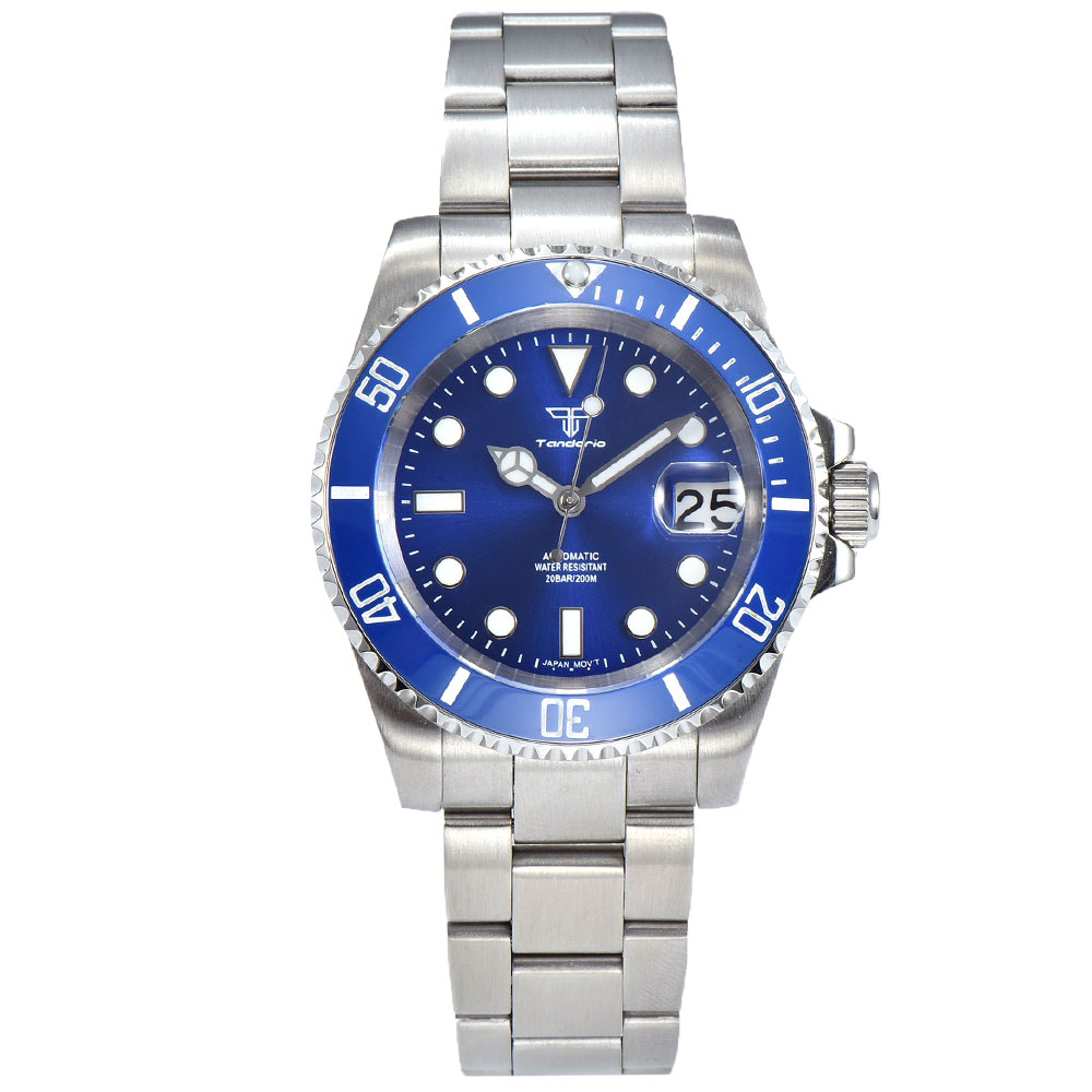Tandorio 20BAR diving Watch 40mm SUB sunburst blue dial Sapphire crystal Japan NH35A Automatic luxur