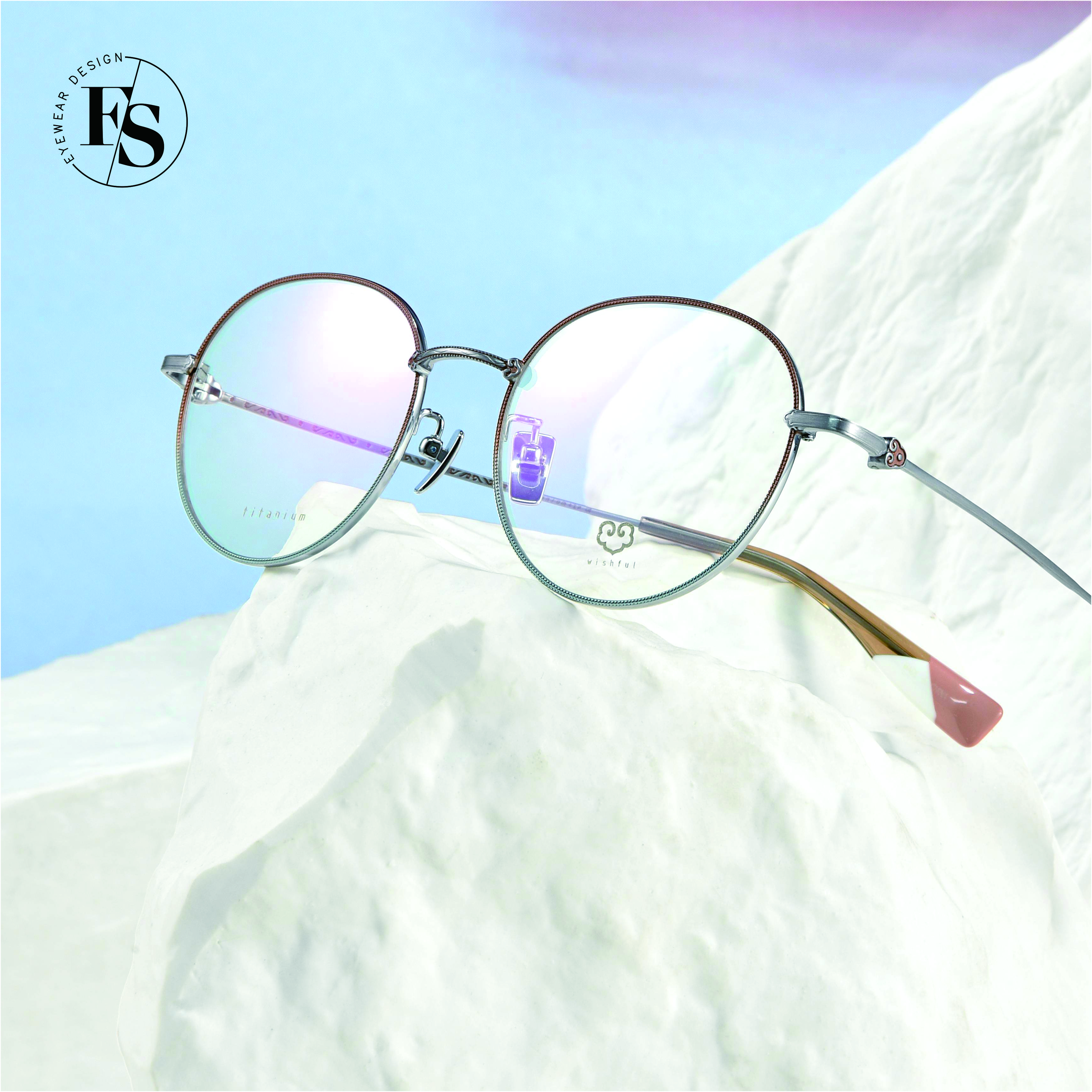 3color gradient 3color stitching frame Global limited edition unique optical frames women titanium E