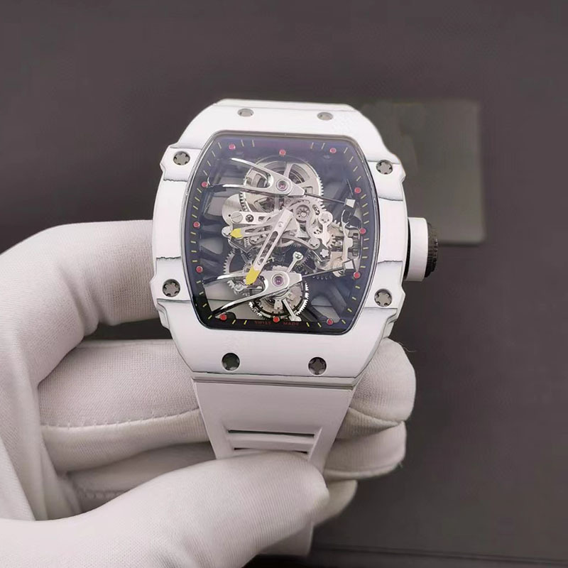 Brand richard style 100 meters water resistance skeleton dial automatic movt super luminous carbon f