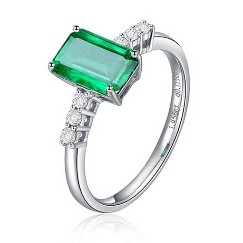 Sgarit Custom Jewellery Drop Shipping Fine Jewelry 18K Gold Natural Gemstone 1.5Ct Green Emerald Rin